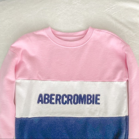 Abercrombie Pink, White, and Blue Crewneck - Picture 1 of 4